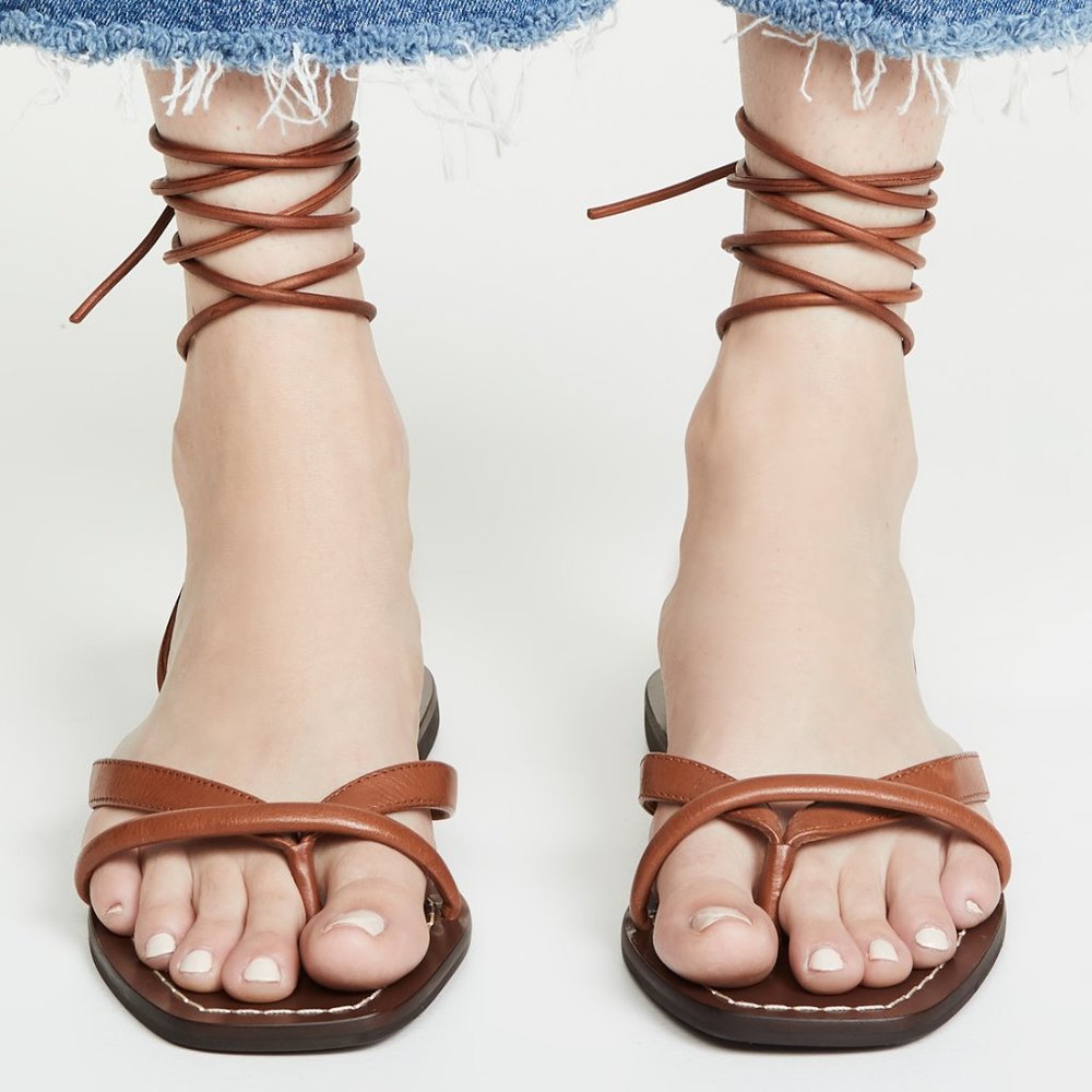 Loeffler Randall Lilla Thong Wrap Sandals, 7.5